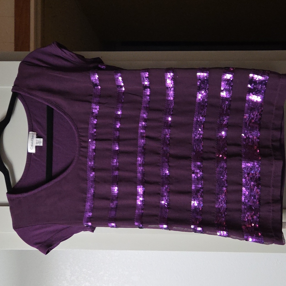 Calvin Klein Deep Purple Sequin Tee